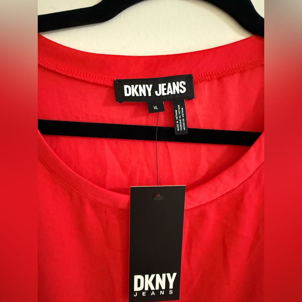 DKNY Vibrant Red Muscle Tee - Picture 3 of 6